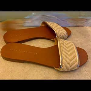 Zara gold trim flat sandals